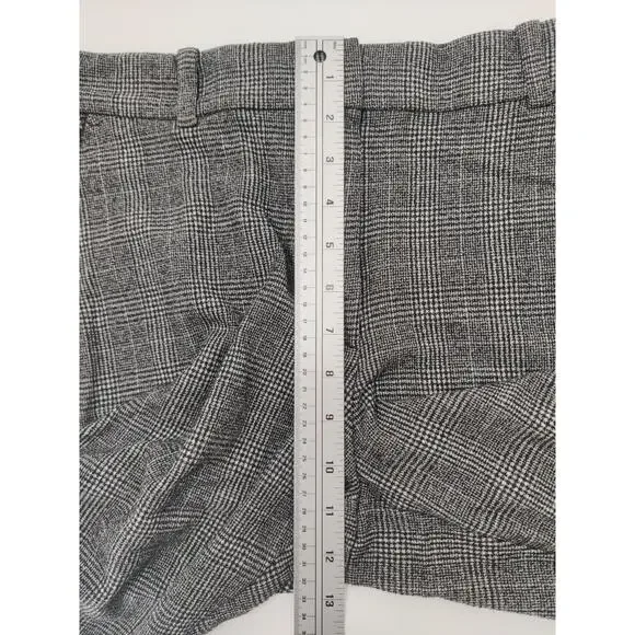 H&M Womens Plaid Trousers Size 12 Black White Houndstooth Elastic Waist - Picture 8 of 10